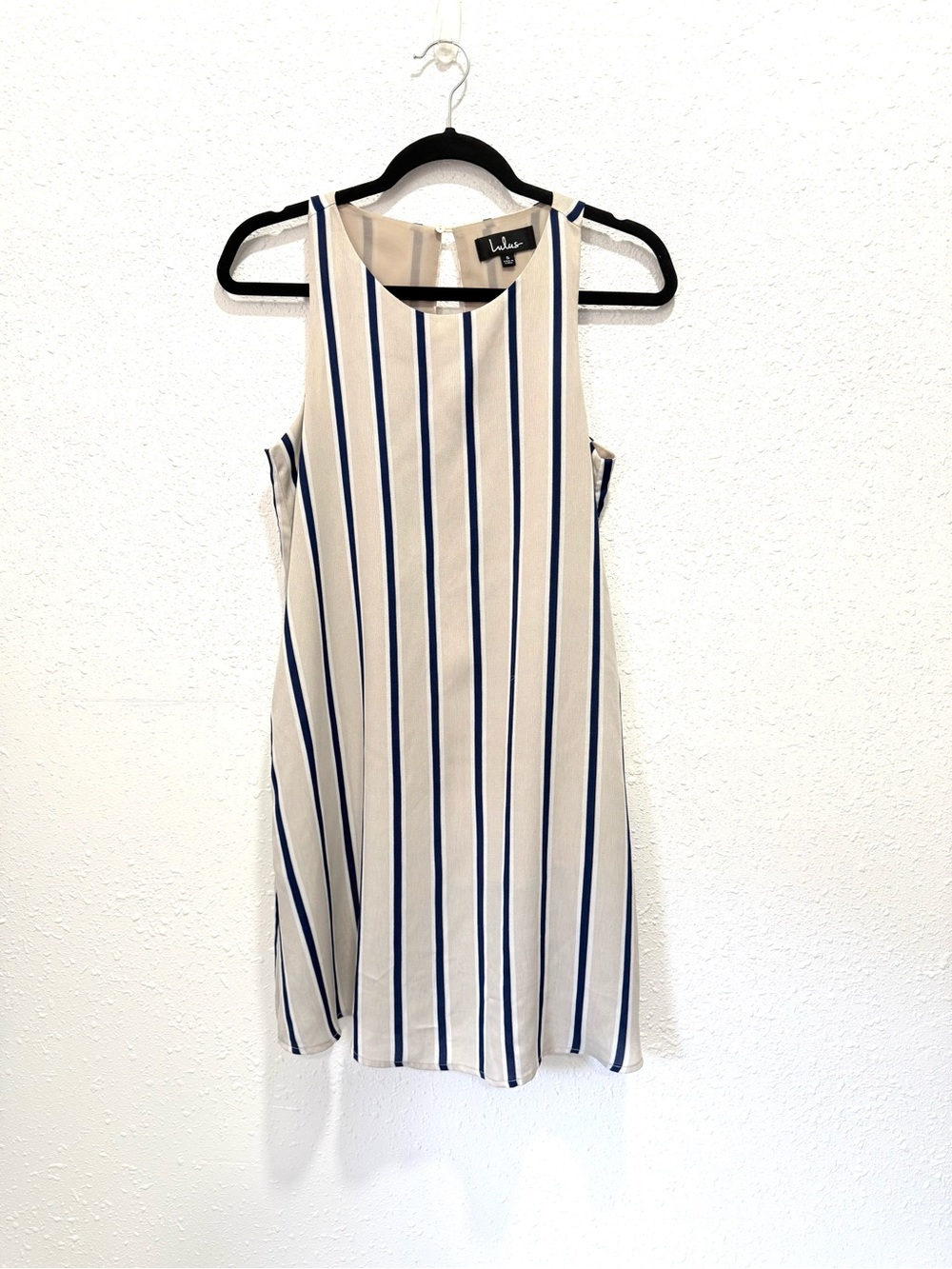 Lulus Broad Horizons Beige Striped Shift Dress S - Picture 4 of 10
